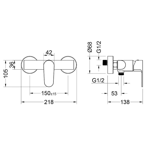 смеситель для душа aquatek оберон aq1232mb черный матовый