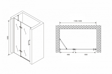 душевая дверь abber zart 120 ag08120b профиль черный, стекло прозрачное