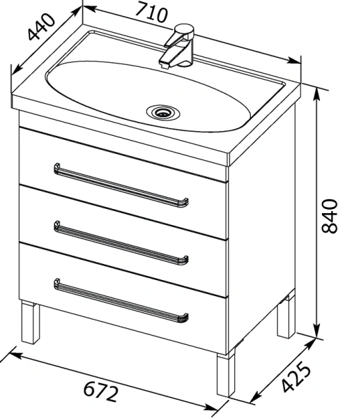 тумба под раковину aquanet сиена 70 напольная черная, 00189224
