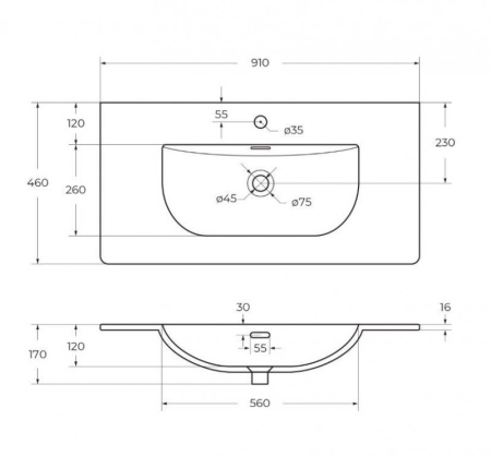 раковина полувстраиваемая belbagno bb1000etl белая