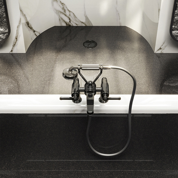 смеситель на борт ванны gessi venti20 65115#299, черный матовый