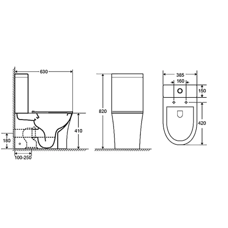 унитаз компакт azario anteo round az-1219a напольный, безободковый, с бачком и сиденьем микролифт, 63х38.5х82 см, белый