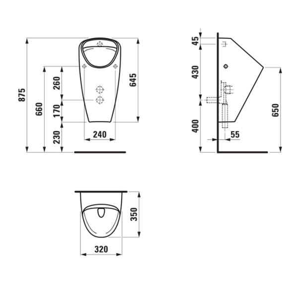 писсуар laufen caprino plus 8.4106.1.000.000.1 безободковый rimless, внутренний подвод воды, белый