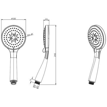 ручной душ aquatek aq2003mb черный матовый