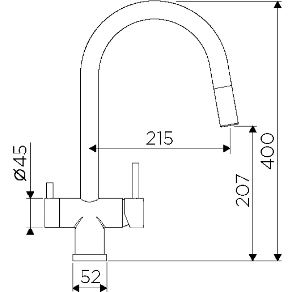 смеситель для кухни omoikiri akita-s bn 4994302 цвет нержавеющая сталь