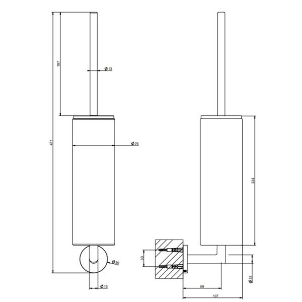 Gessi Tondo Туалетный подвесной, черный, Finox Brushed Nickel