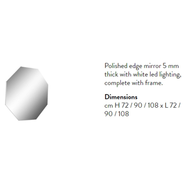 antonio lupi modulo зеркало 108х108х2.5cм., на раме, с блестящей кромкой, с белой светодиодной подсветкой