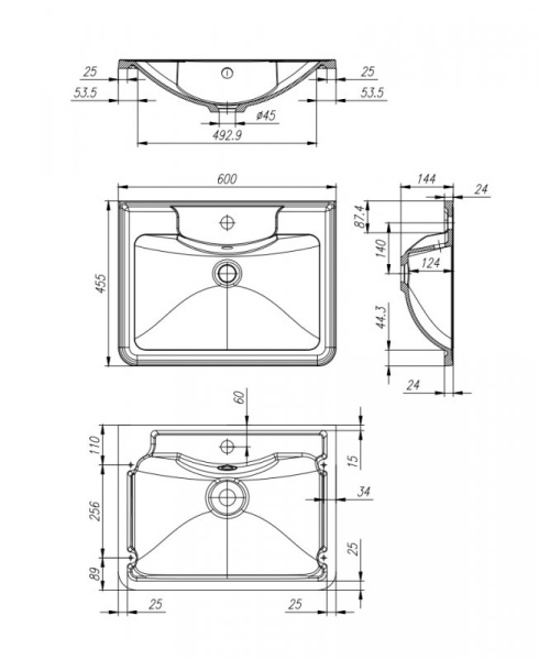 раковина полувстраиваемая belbagno 60 bb600/455-lv-mr-alr белая