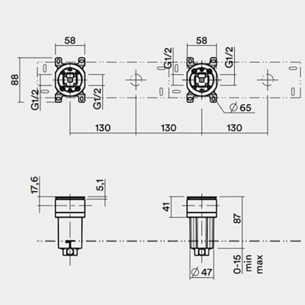 скрытая часть quadro design fixkit in010/1 смесителя для раковины, не окрашен