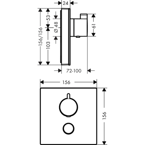 термостат для душа hansgrohe showerselect glass highflow 15735600