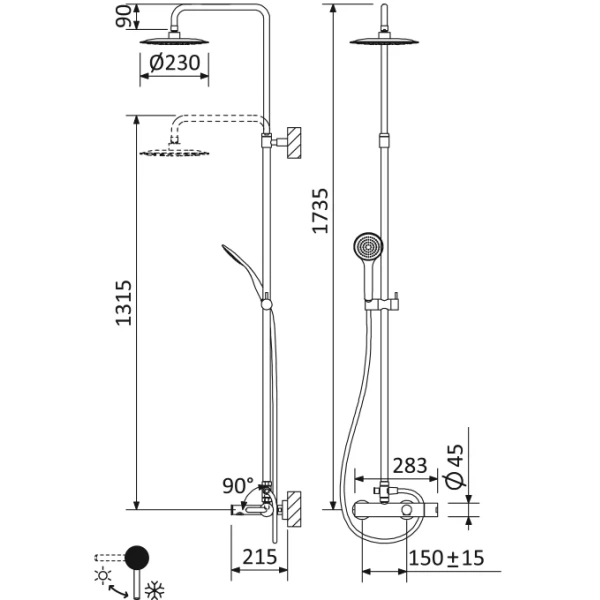 душевая система cezares leaf leaf-cvda-23-bio белая матовая