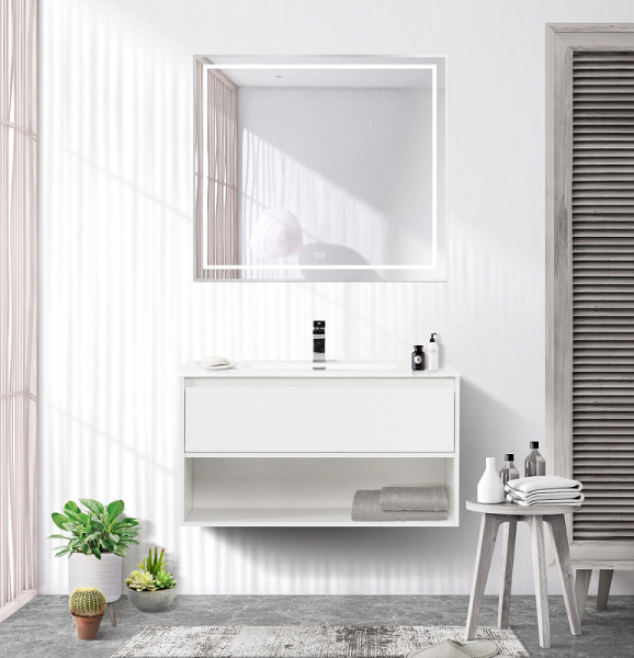 зеркало belbagno kraft 90 spc-kraft-900-800-led-tch-warm с подсветкой сатин с сенсорным выключателем и подогревом
