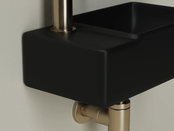 раковина ceramicanova element cn5046mb подвесная, чаша справа, 39.5x22 см, черная матовая