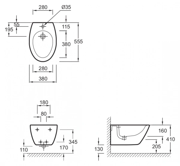биде подвесное jacob delafon presquile e4441-00 (gm)