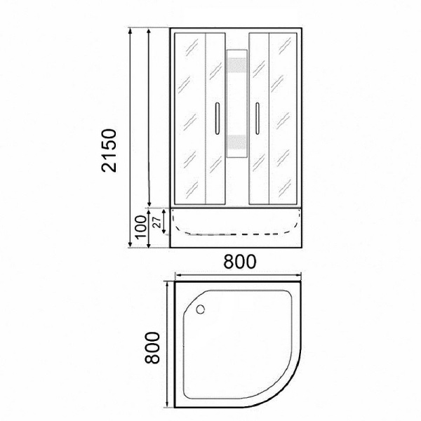 душевая кабина parly frost 80x80 f811b без гидромассажа