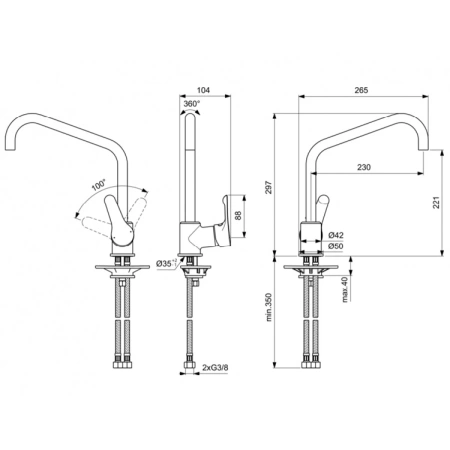 смеситель для кухни ideal standard alpha bc660aa