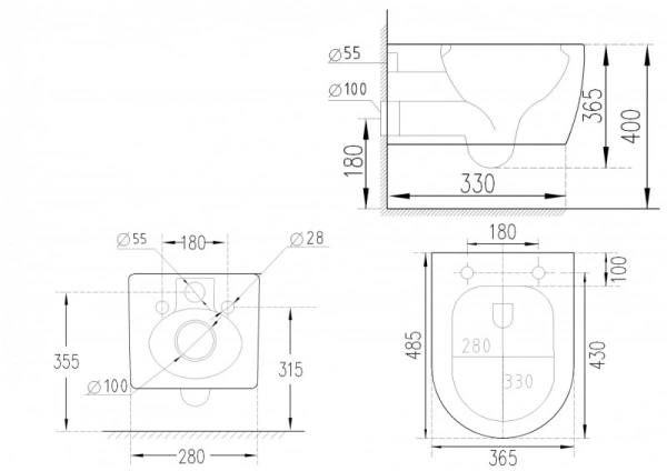 унитаз-биде подвесной esbano teruel eswbteruw безободковый
