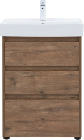 тумба под раковину aquanet nova lite 60 дуб рустикальный, 3 ящика, 00302471