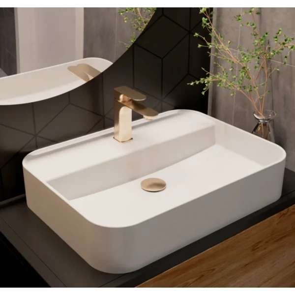 смеситель для раковины aquame monza aqm6310bg без донного клапана, золотой матовый