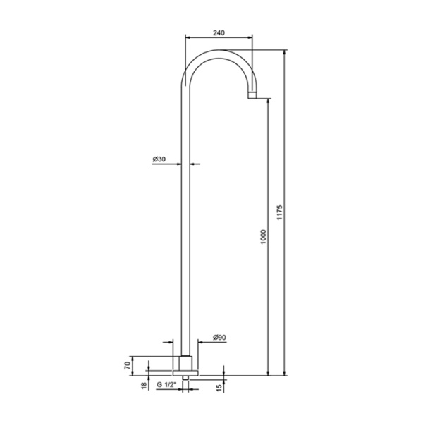 излив для раковины напольный fantini nostromo 50 13 9561 черный матовый