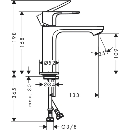 смеситель для раковины без донного клапана coolstart hansgrohe rebris s 72520670