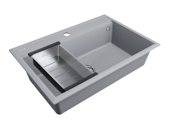 мойка stepia 80, it-granit + коландер advance брашированная нерж. сталь, pm117551-grs+a375-bs