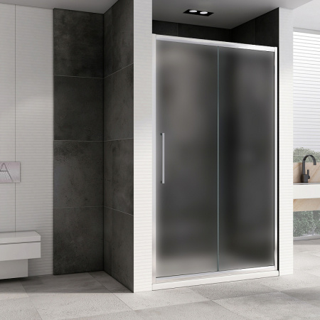 душевая дверь abber schwarzer diamant 140 ag30140mh профиль хром, стекло матовое