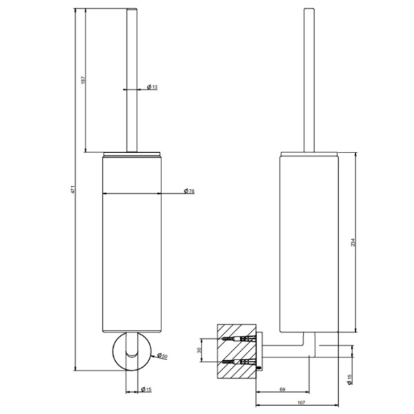 Gessi Tondo Ёршик для унитаза настенный черный, Black XL