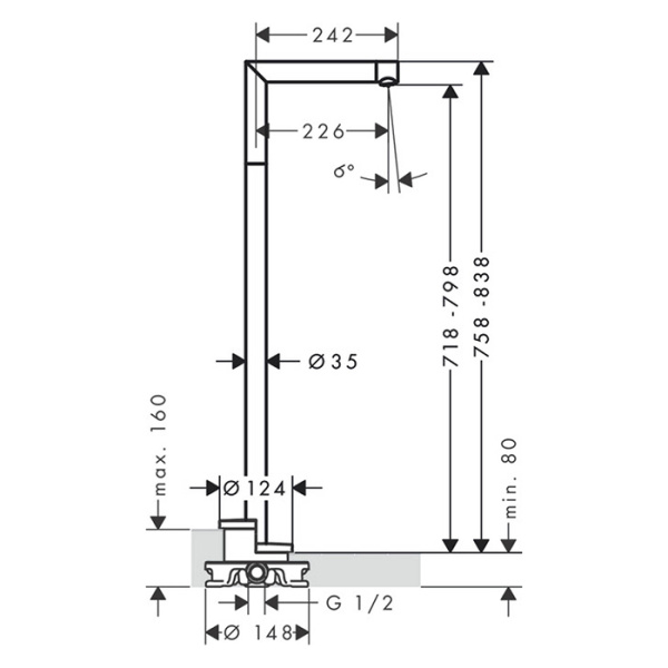 излив для ванны 226 мм axor uno 45412000