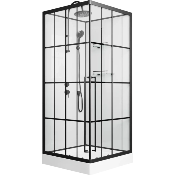 душевая кабина niagara standart st90/15ql/kl/bkt 90х90 см, без крыши, с тропическим душем