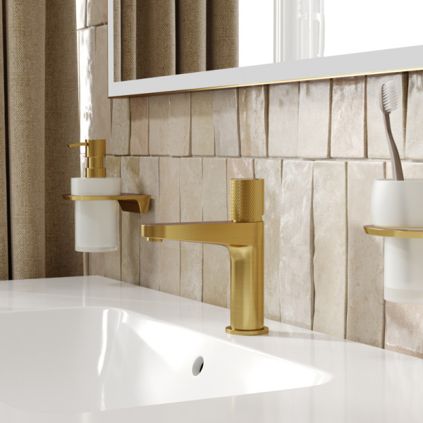 смеситель для раковины wasserkraft schunter 8203, цвет золото матовое