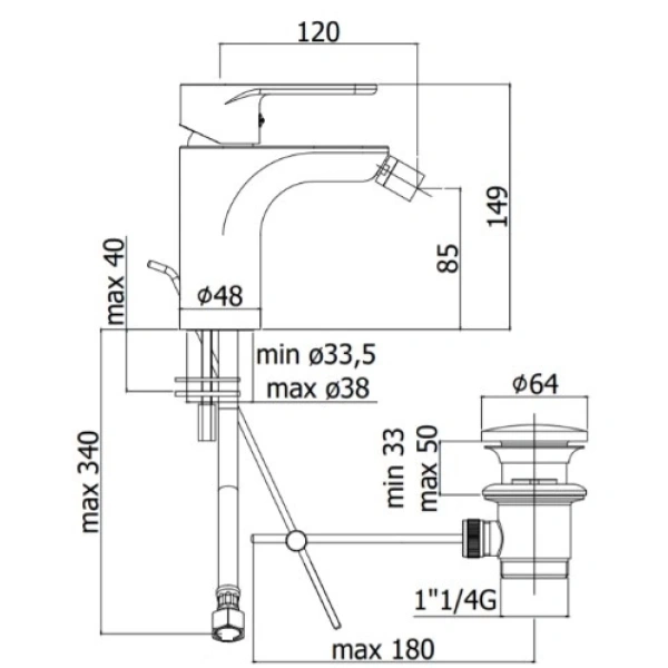 смеситель paffoni green gr131cr для биде, без донного клапана, хром