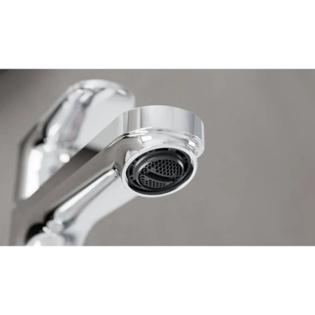смеситель hansgrohe rebris s 72580000 для раковины, coolstart, с донным клапаном, высокий h30.3 см, излив 16.9 см, хром