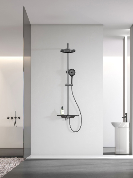 душевая система aquame aqm8002g со смесителем, графитовый