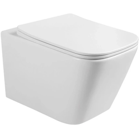 Унитаз подвесной Abber Rechteck AC1200 безободковый, с сиденьем микролифт, белый