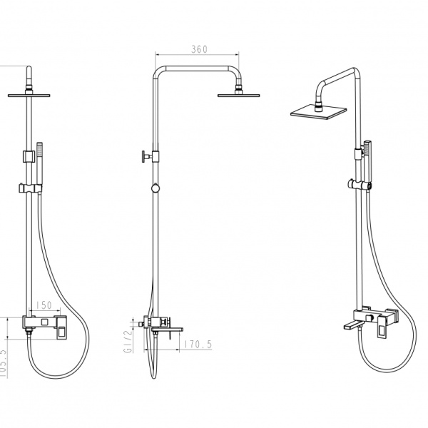 душевая система boheme q 148-gr.2 золото красная
