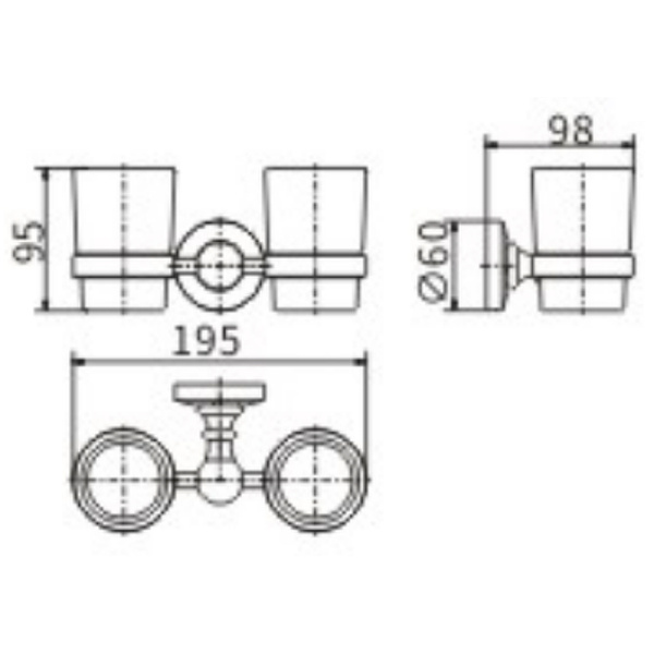 Стакан для зубных щеток CeramaLux Caps 51303 двойной Хром Стакан для зубных щеток CeramaLux Caps 51303 двойной Хром