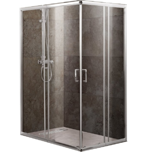 душевая стенка belbagno unique fix 80 профиль хром, стекло прозрачное