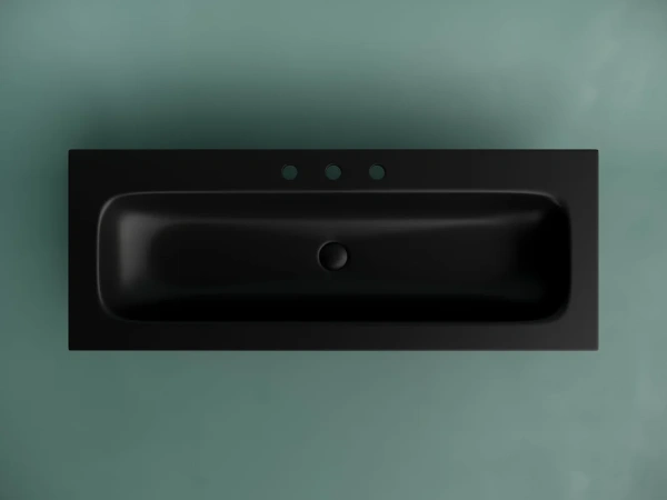 мебельная раковина ceramicanova grace прямоугольная 121см с тремя отверстиями под смеситель черный матовый cn7024mb