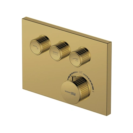 Смеситель WasserKraft Sauer 7158 Thermo для ванны и душа, термостатический, встраиваемый, золото