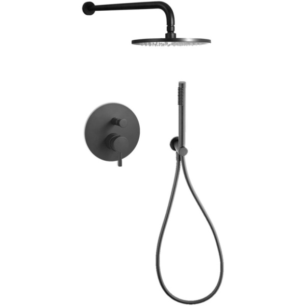 душевой комплект paffoni light kitlig015noking 30 см, черный матовый