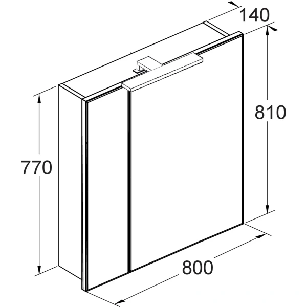 зеркальный шкаф roca victoria a857476806 80x77 см r, с подсветкой, белый глянец