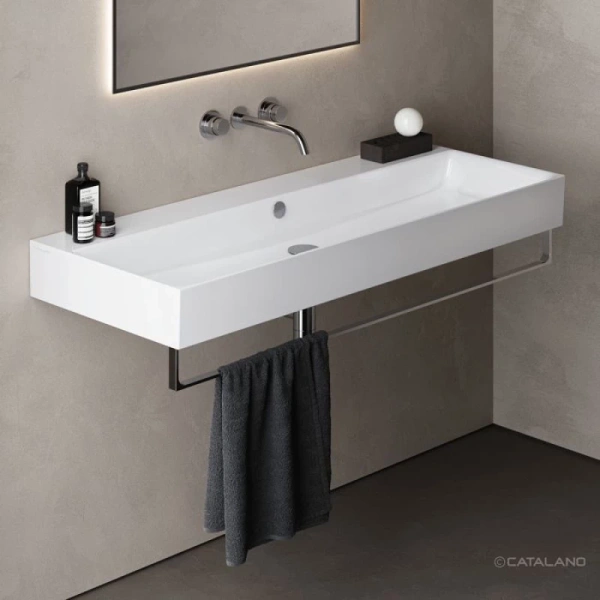 раковина catalano premium 0221200001 120x47 см, накладная, подвесная, белый глянец