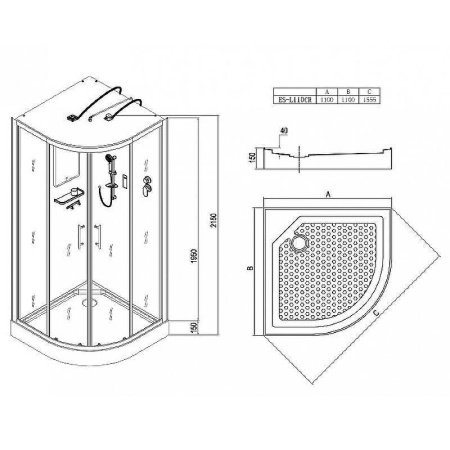 душевая кабина esbano es-l 110 cr (с подсветкой) душевая кабина esbano es-l 110 cr (с подсветкой)