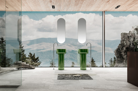 раковина напольная 45x45 см abber kristall at2702emerald-h