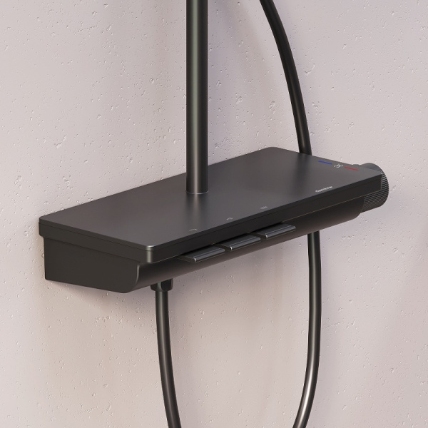 душевая система damixa gala 953760300 с термостатом, черный матовый