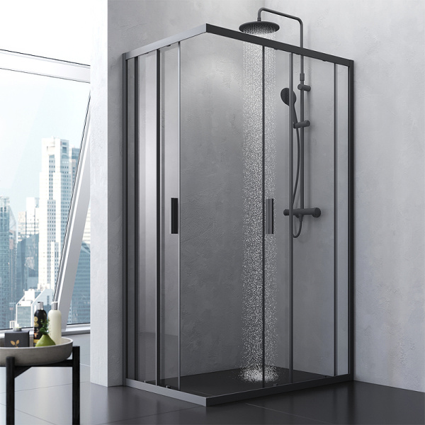 душевой уголок am.pm gem s 120×80 w93g-404-120280-bt профиль черный матовый, стекло прозрачное