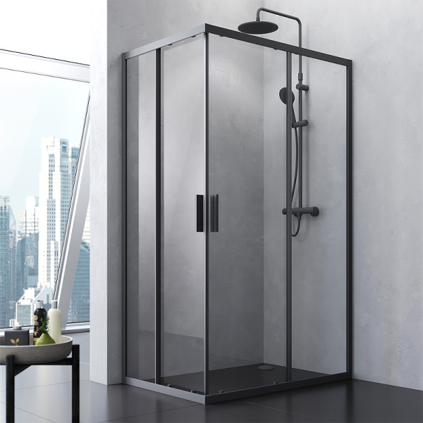 душевой уголок am.pm gem s 120×80 w93g-404-120280-bt профиль черный матовый, стекло прозрачное