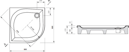 душевой поддон ravak galaxy elipso pan 80×80 a224401410 белый