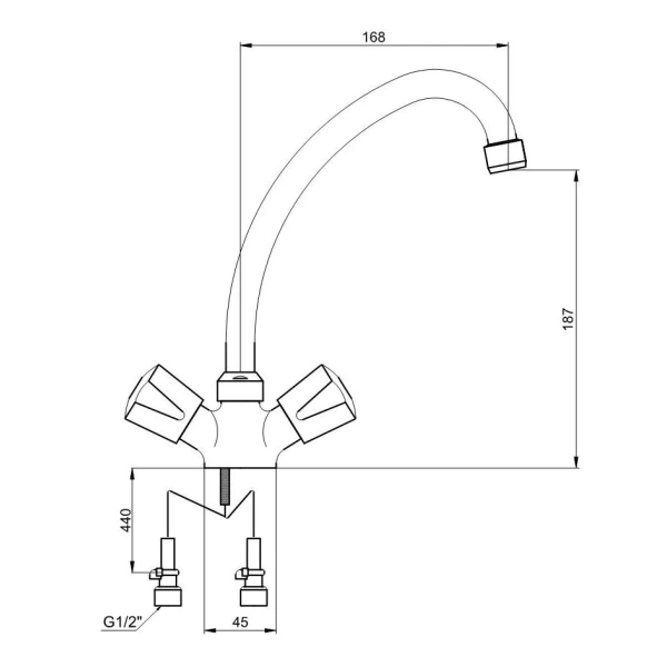 смеситель для мойки kaiser luna 11083